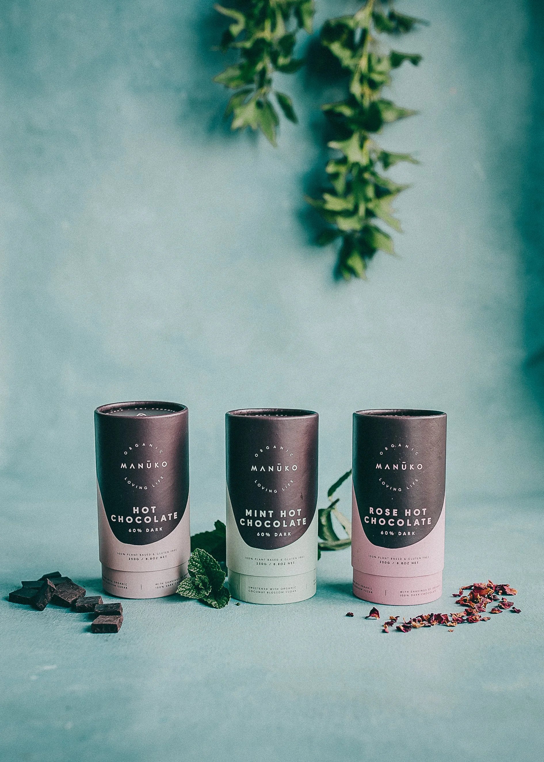 3 Pack - 60% Dark Hot Chocolate - Original, Rose and Mint (Org. Vg. Gf.)