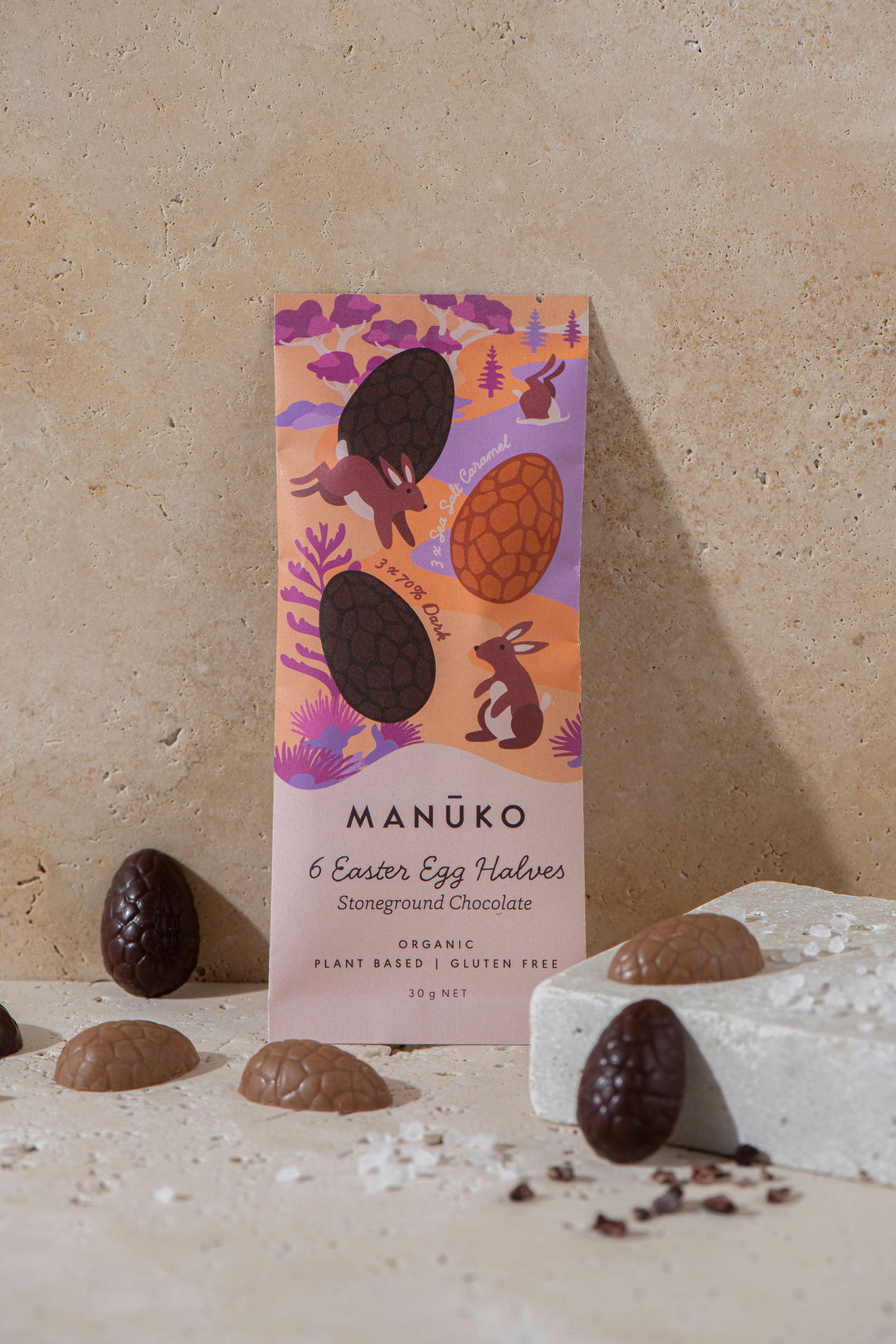 NEW! Easter Egg Halves - Sea Salt Caramel | 70% Dark (Org. Vg. Gf.)