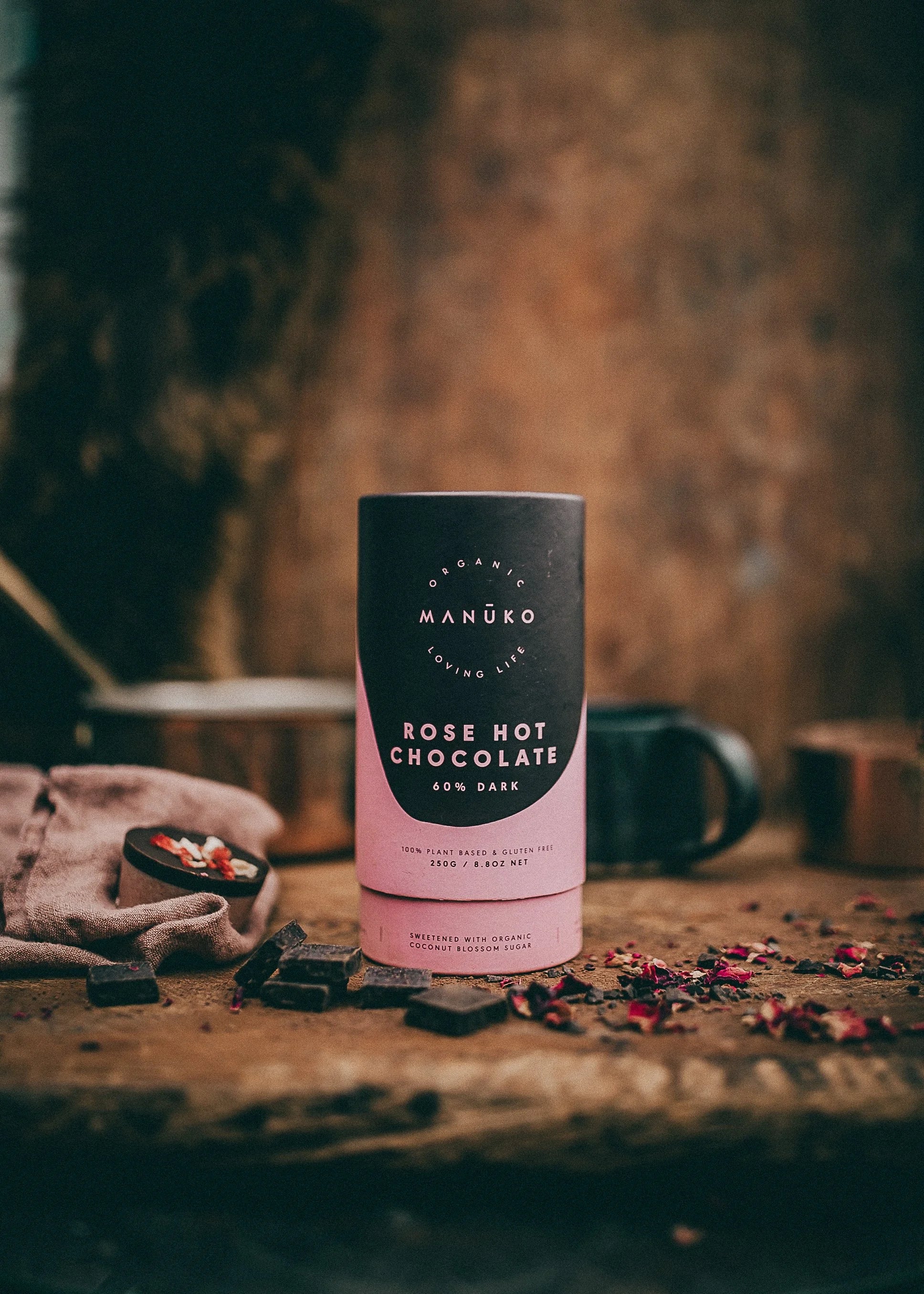 60% Dark Rose Hot Chocolate (Org. Vg. Gf.)